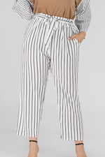 Hazel Blues® | Striped Paperbag Waist Cropped Pants - Hazel Blues®