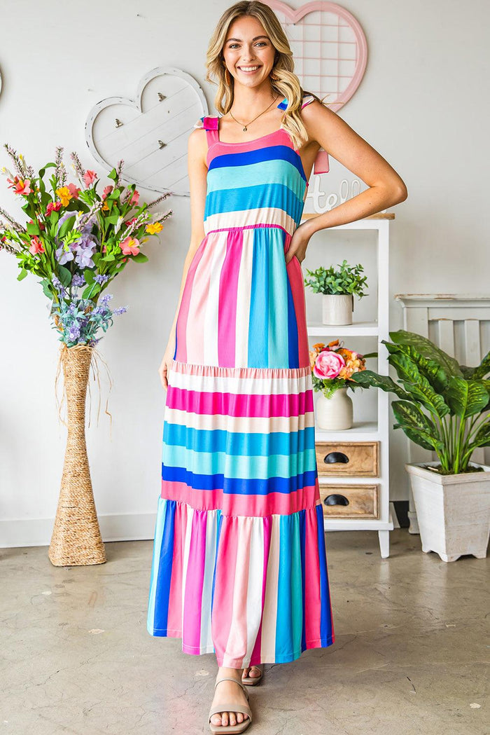 Hazel Blues® | Striped Sleeveless Maxi Dress - Hazel Blues®