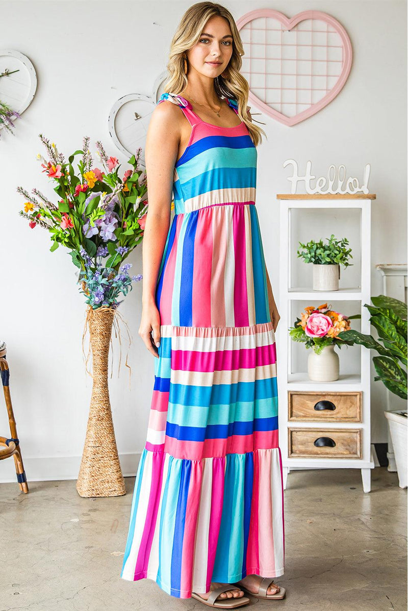 Hazel Blues® | Striped Sleeveless Maxi Dress - Hazel Blues®