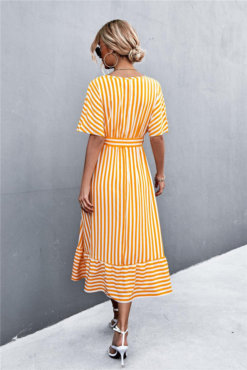 Hazel Blues® | Striped Tie Belt Midi Dress - Hazel Blues®