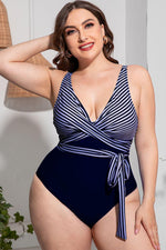 Hazel Blues® | Striped Tie-Waist One-Piece Swimsuit - Hazel Blues®