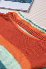 Hazel Blues® | Striped Turtleneck Drop Shoulder Sweater - Hazel Blues®
