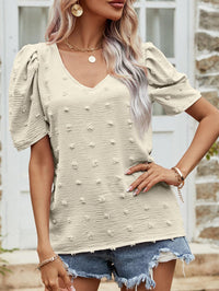 Hazel Blues® | Swiss Dot Short Puff Sleeve Top - Hazel Blues®