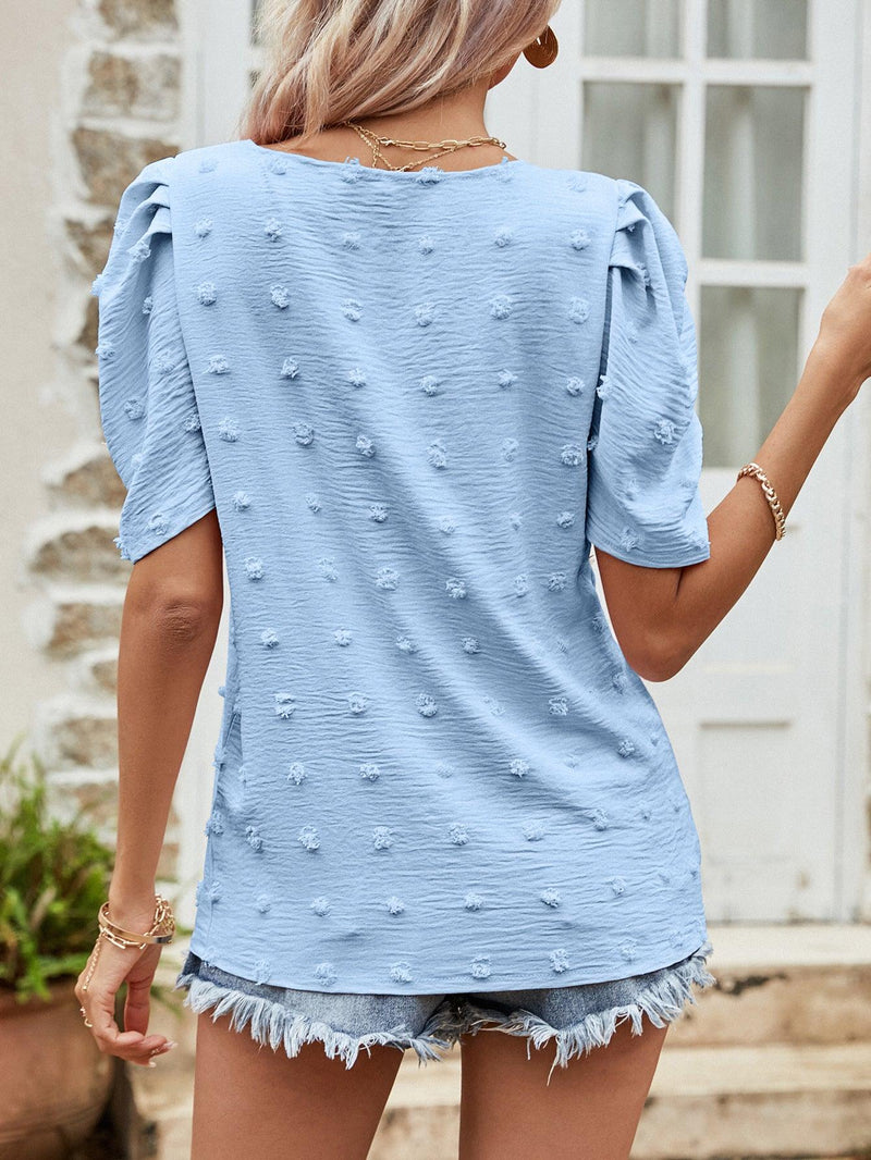 Hazel Blues® | Swiss Dot Short Puff Sleeve Top - Hazel Blues®