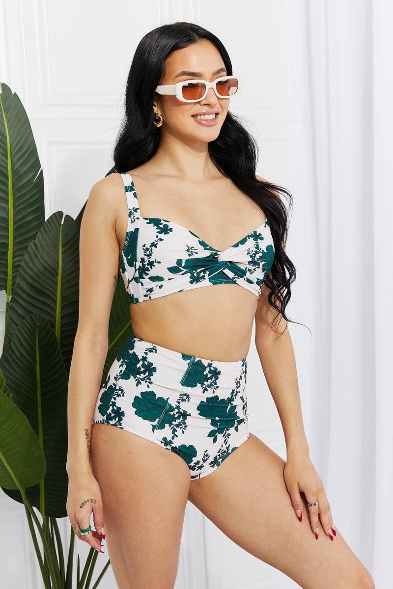 Hazel Blues® | Take A Dip Twist High-Rise Bikini in Forest - Hazel Blues®