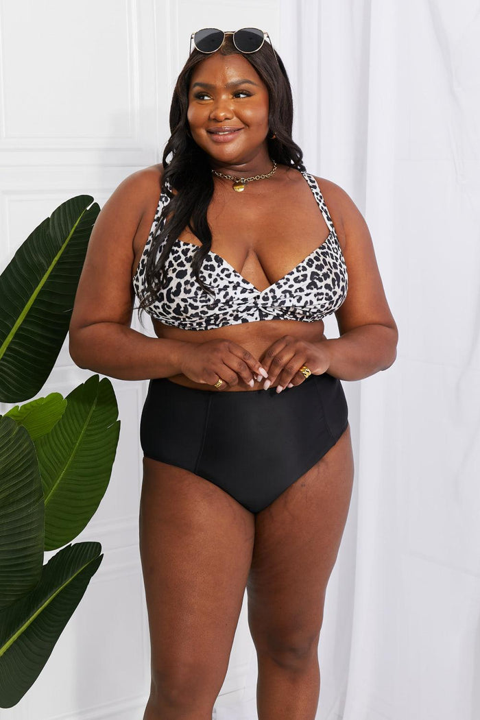 Hazel Blues® | Take A Dip Twist High-Rise Bikini in Leopard - Hazel Blues®