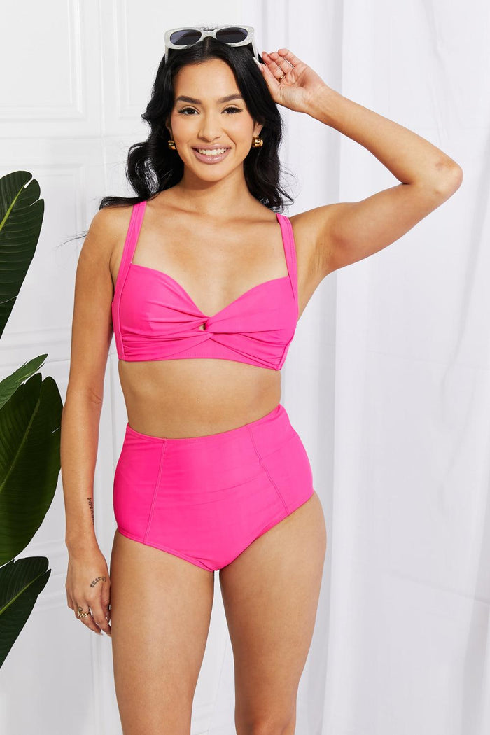 Hazel Blues® | Take A Dip Twist High-Rise Bikini in Pink - Hazel Blues®