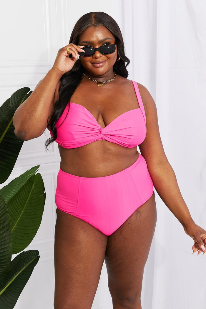 Hazel Blues® | Take A Dip Twist High-Rise Bikini in Pink - Hazel Blues®