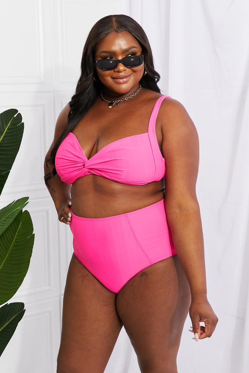 Hazel Blues® | Take A Dip Twist High-Rise Bikini in Pink - Hazel Blues®