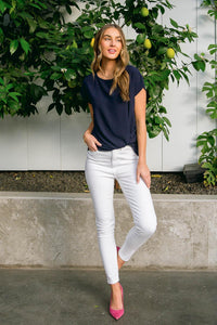 Hazel Blues® | Talia High Waisted White Skinny Jeans - Hazel Blues®