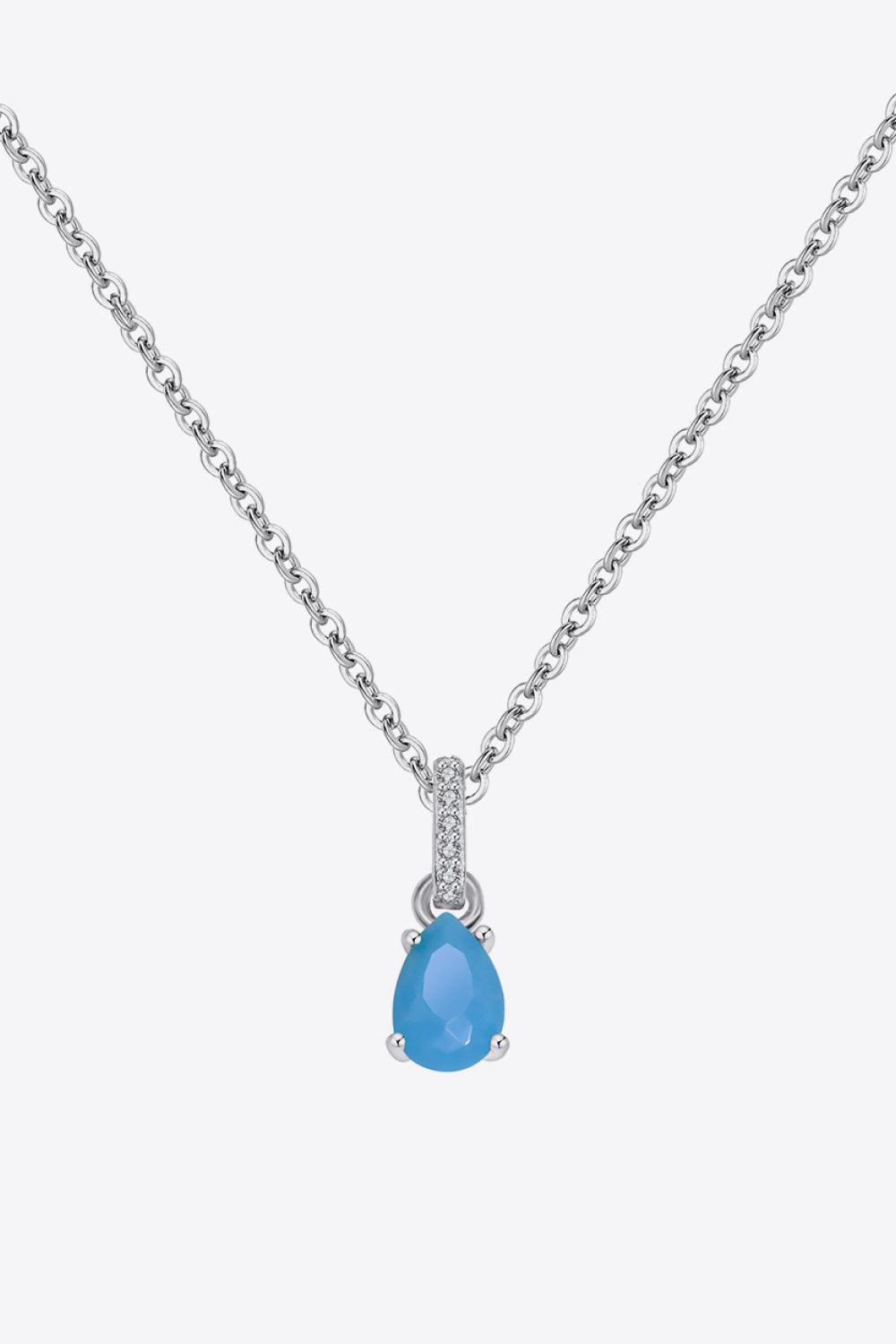 Hazel Blues® | Teardrop Turquoise 4-Prong Pendant Necklace - Hazel Blues®