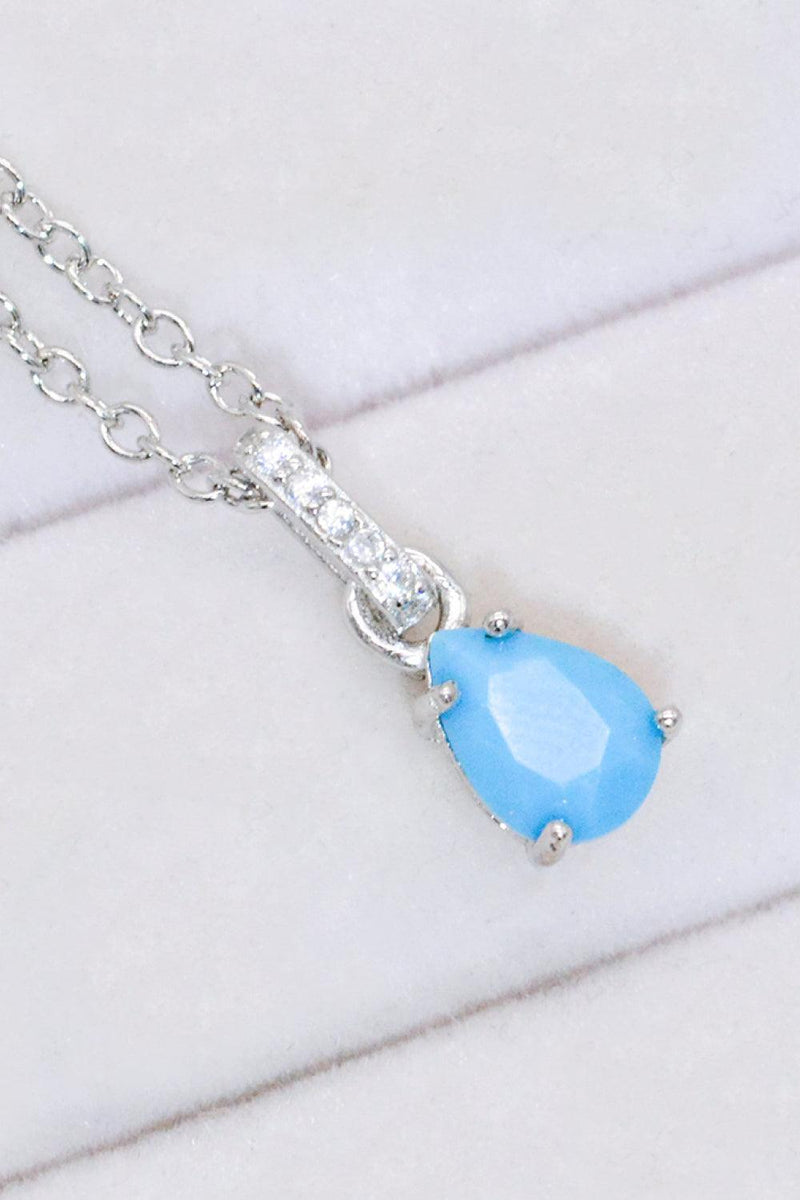 Hazel Blues® | Teardrop Turquoise 4-Prong Pendant Necklace - Hazel Blues®