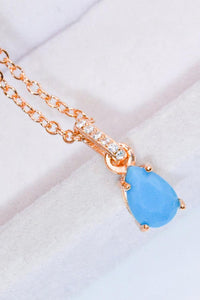 Hazel Blues® | Teardrop Turquoise 4-Prong Pendant Necklace - Hazel Blues®