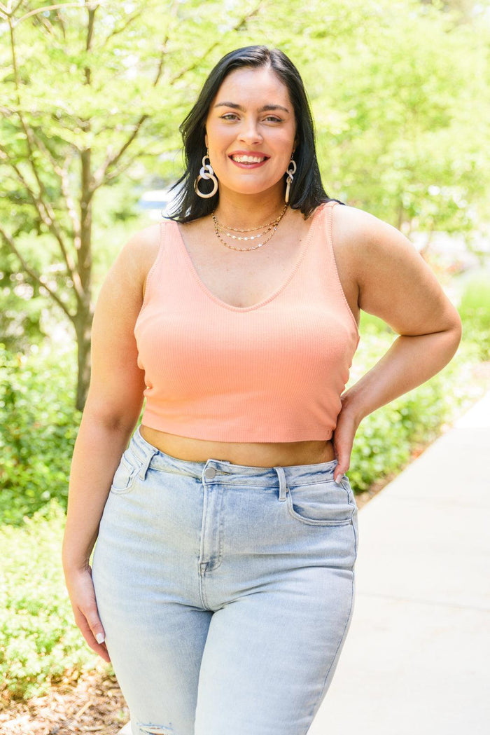 Hazel Blues® | Tell Me More Crop Tank In Coral - Hazel Blues®