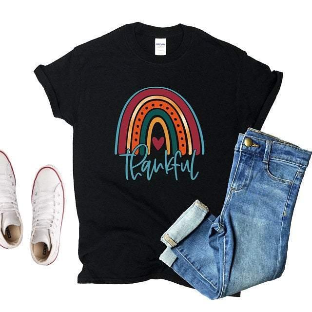 Hazel Blues® | Thankful Rainbow Graphic Tee - Hazel Blues®