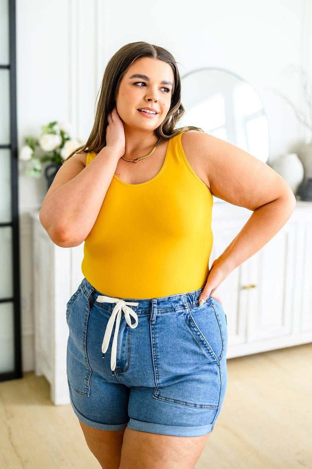 Hazel Blues® | The Basics Reversible Longline Tank in Mustard - Hazel Blues®