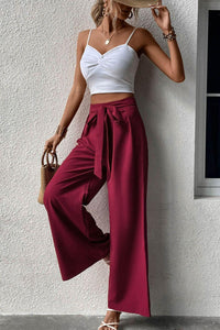 Hazel Blues® | Tie Front Wide Leg Pants - Hazel Blues®