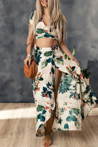 Hazel Blues® | Tropical Print Crop Top and Maxi Skirt Set - Hazel Blues®