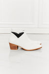 Hazel Blues® | Trust Yourself Embroidered Crossover Cowboy Bootie in White - Hazel Blues®