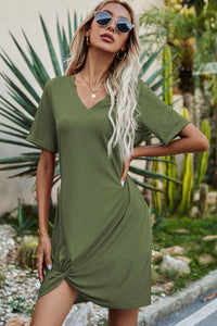 Hazel Blues® | Twisted V-Neck Short Sleeve Dress - Hazel Blues®