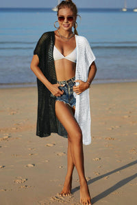 Hazel Blues® | Two-Tone Side Slit Open Front Cover Up - Hazel Blues®