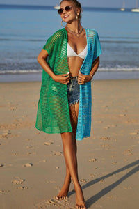 Hazel Blues® | Two-Tone Side Slit Open Front Cover Up - Hazel Blues®