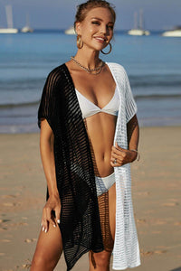 Hazel Blues® | Two-Tone Side Slit Open Front Cover Up - Hazel Blues®