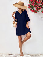 Hazel Blues® | V-Neck Flare Sleeve Mini Dress - Hazel Blues®