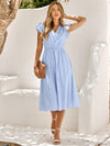 Hazel Blues® | V-Neck Flutter Sleeve Midi Dress - Hazel Blues®