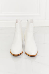 Hazel Blues® | Watertower Town Faux Leather Western Ankle Boots in White - Hazel Blues®