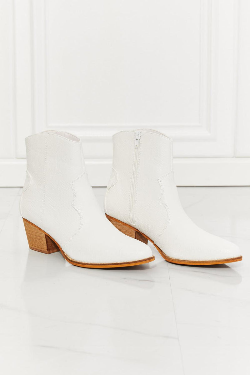 Hazel Blues® | Watertower Town Faux Leather Western Ankle Boots in White - Hazel Blues®