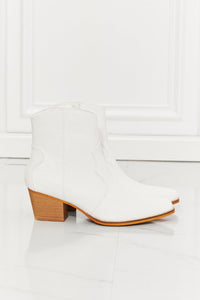 Hazel Blues® | Watertower Town Faux Leather Western Ankle Boots in White - Hazel Blues®