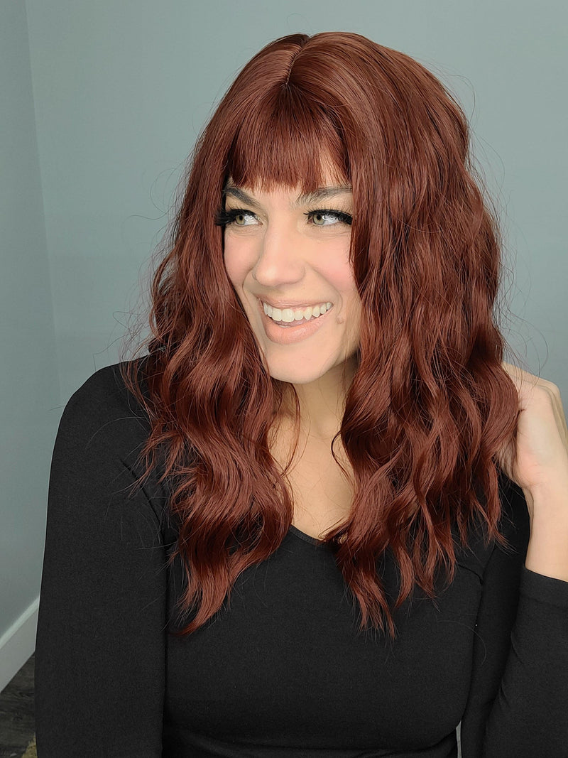 Hazel Blues® | Wavy Synthetic Wig in Auburn - Hazel Blues®