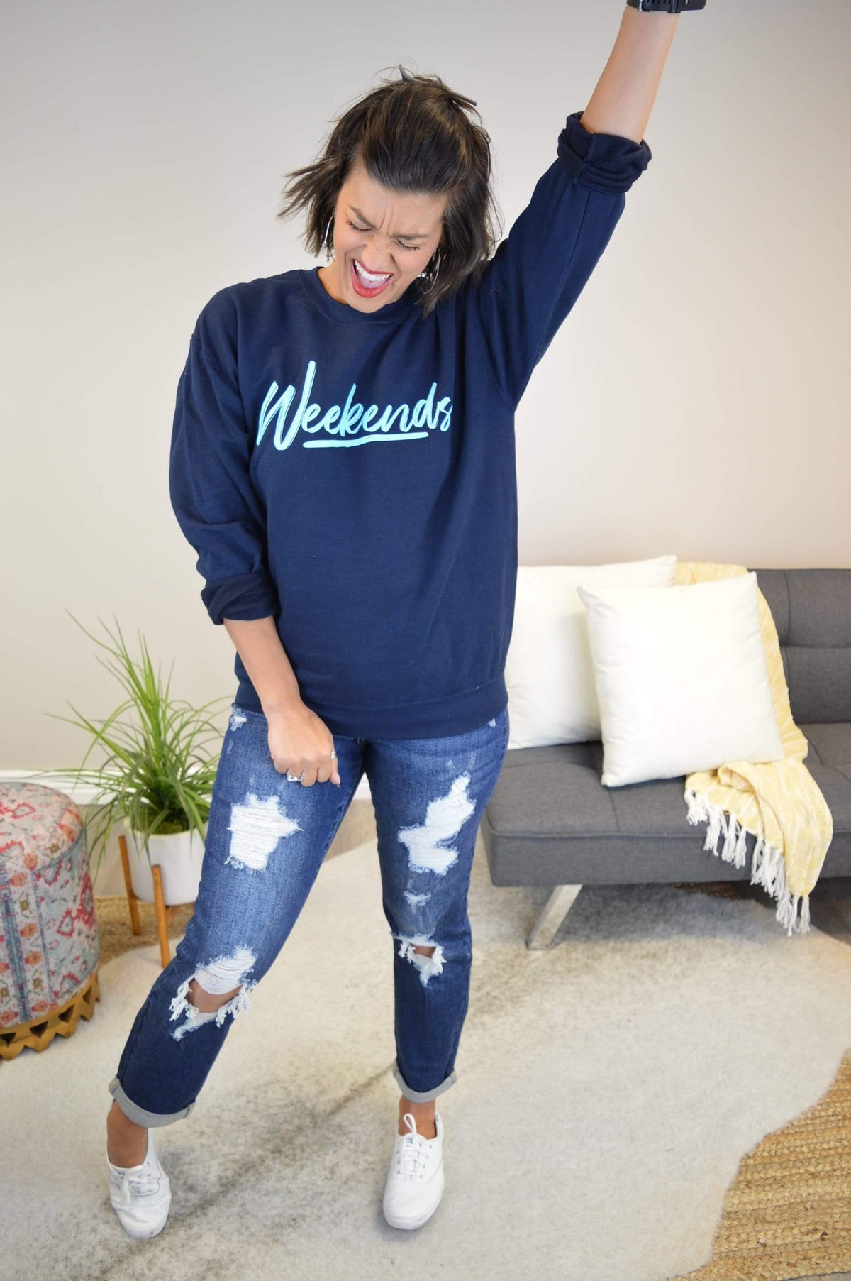 Hazel Blues® | Weekends Graphic Sweatshirt - Hazel Blues®