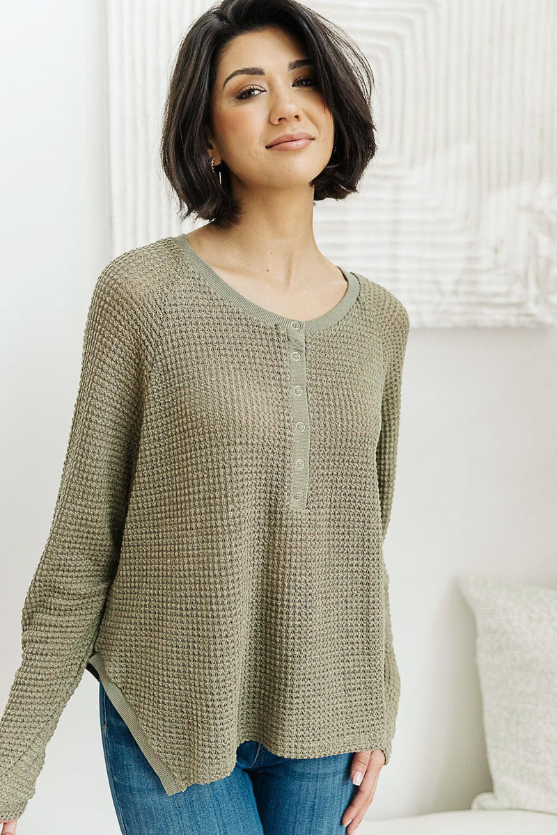 Hazel Blues® | Wishful Thinking Henley In Olive - Hazel Blues®