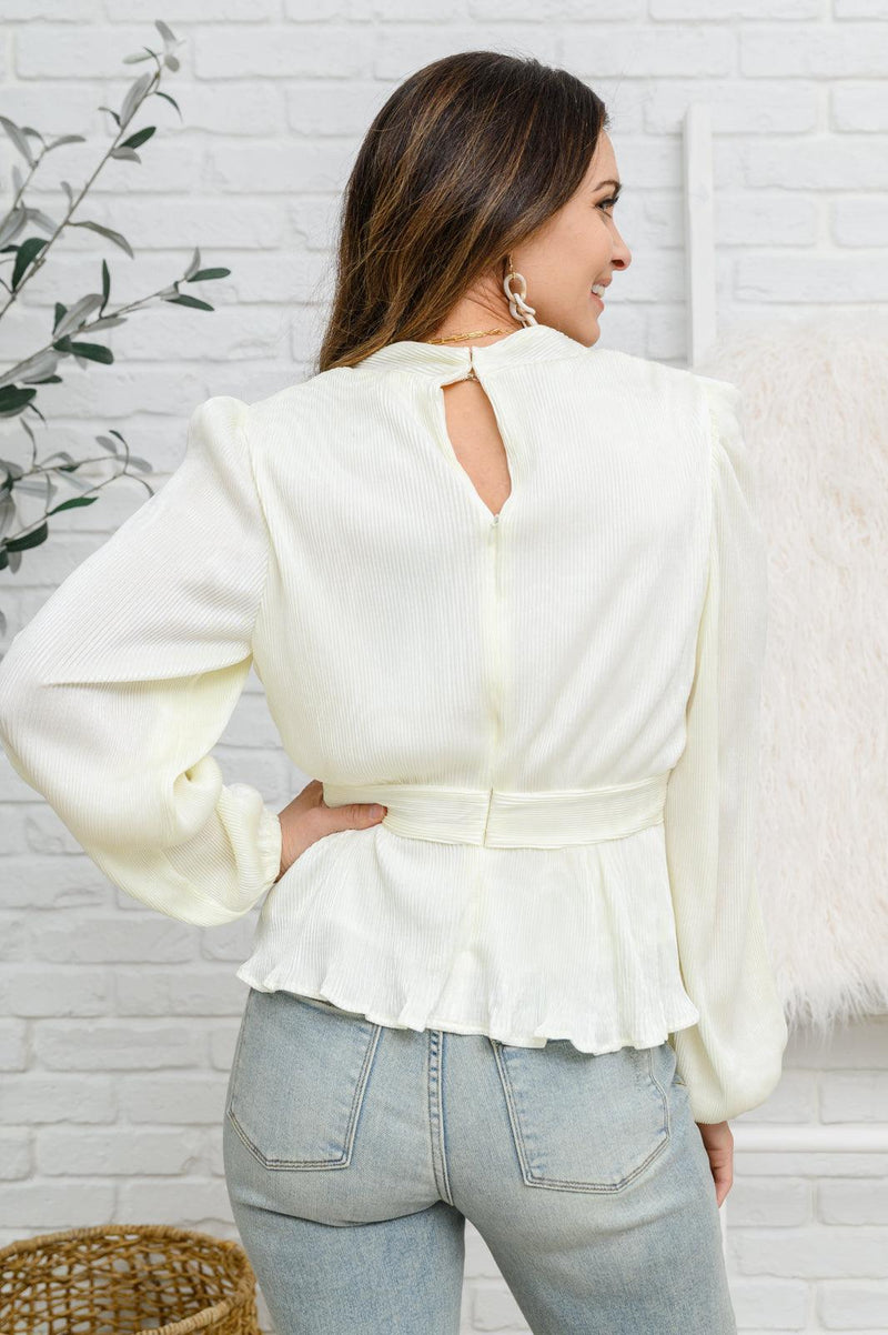 Hazel Blues® | Xanidu Long Sleeve V Neck Blouse in White - Hazel Blues®