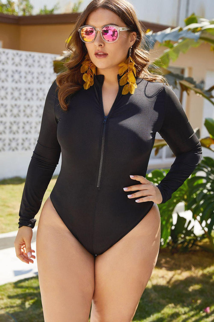 Hazel Blues® | Zip Up Long Sleeve One-Piece Swimsuit - Hazel Blues®