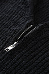 Hazel Blues® | Zipper V-Neck Dropped Sleeve Hooded Solid Sweater - Hazel Blues®
