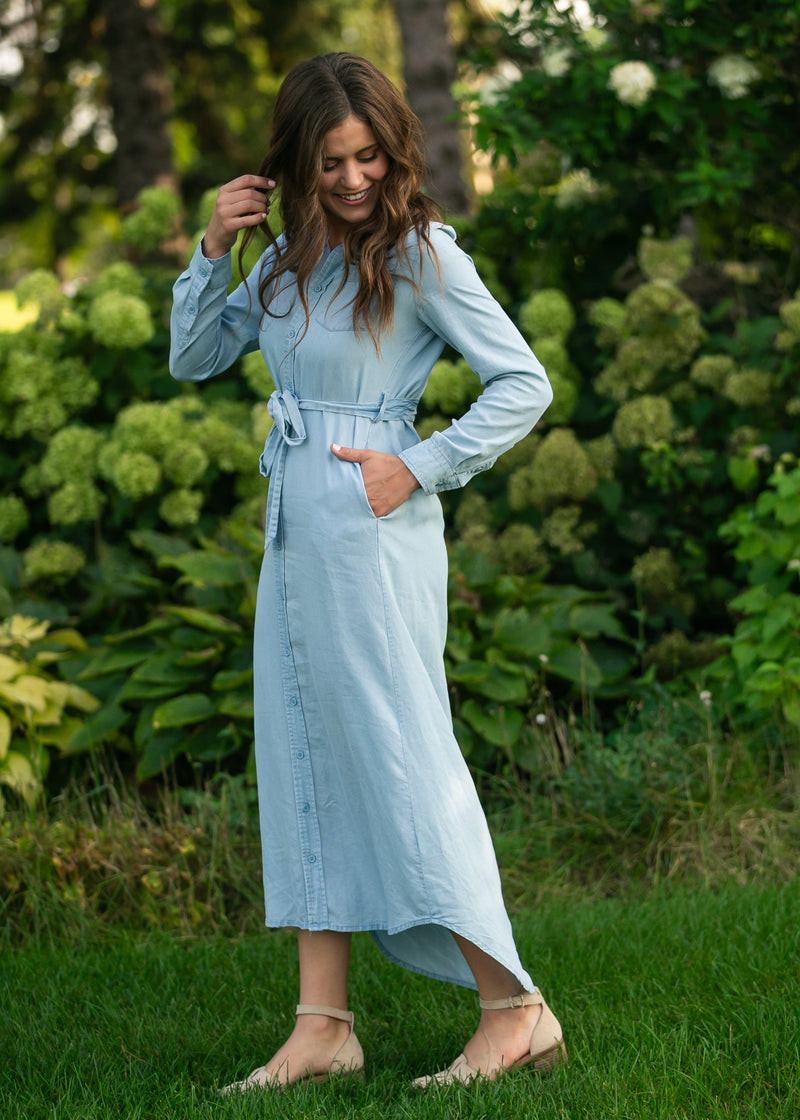 Hazel Chambray Long-Sleeve Dress – Hazel Blues®