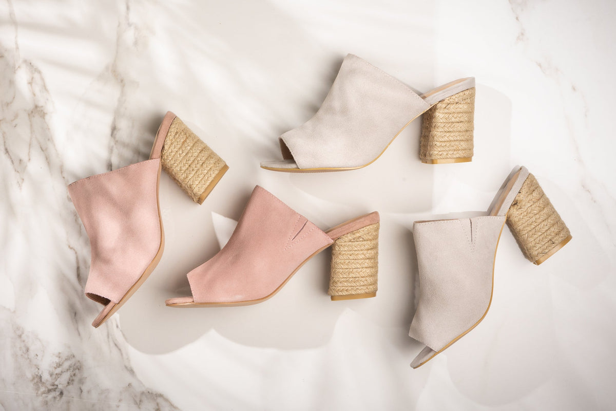 Hazel Blues® |  Helena Heeled Sandal in Blush Suede