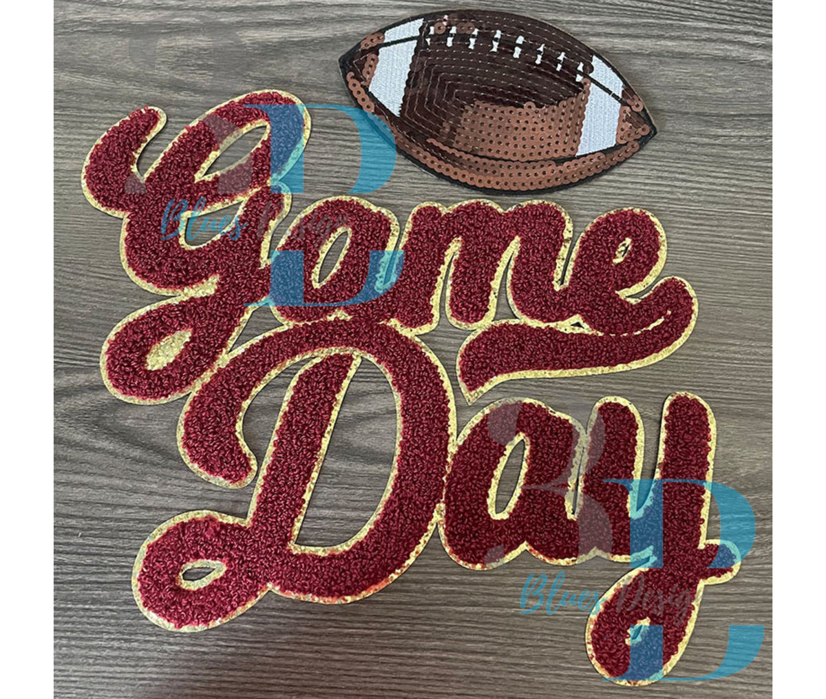 Hazel Blues® |  Black Game Day Chenille Iron-on Patch