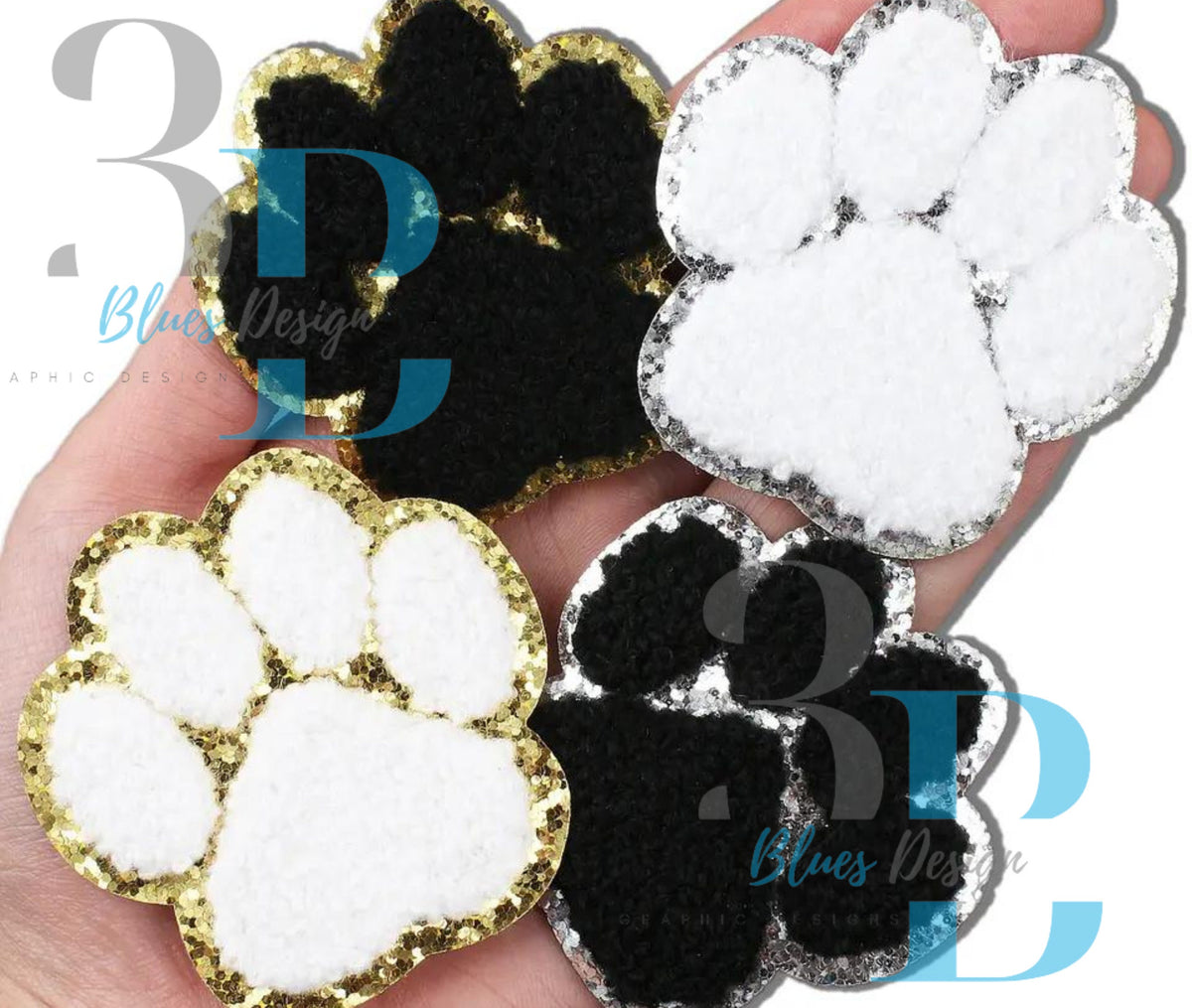 3Blues Designs |  3Blues Designs | 4 Colors | Paw Print Iron-on Patch