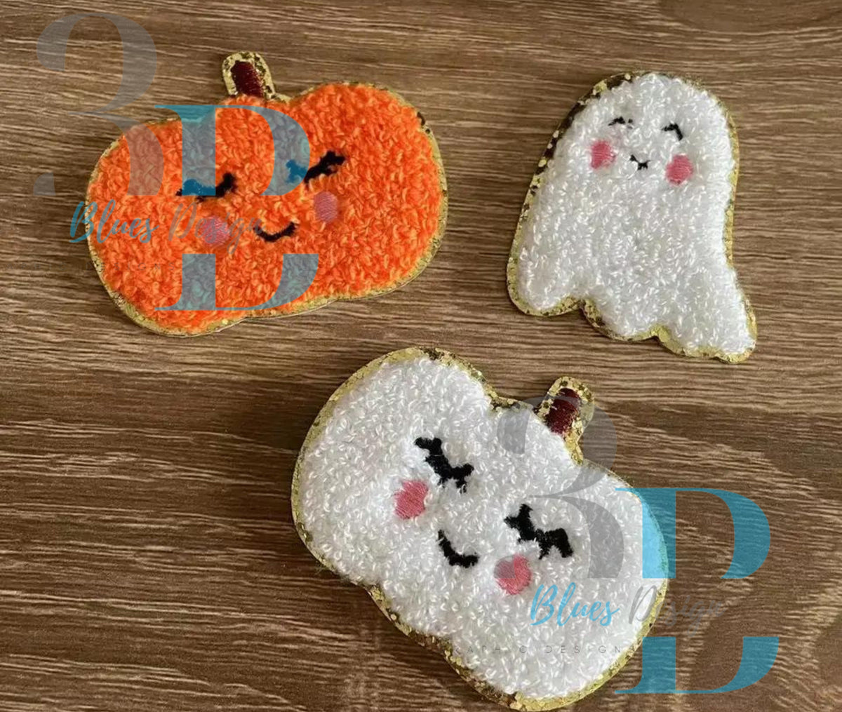 3Blues Designs |  3Blues Designs | Halloween Ghost Chenille Iron-on Patch