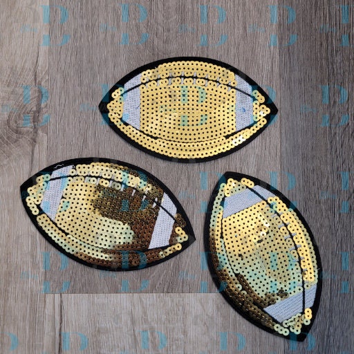 Hazel Blues® |  6" Gold Football Sequin Iron-on Patch