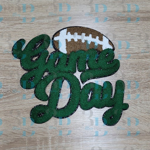 3Blues Designs |  3Blues Designs |  6 Colors | Game Day with Football Chenille Iron-on Patch