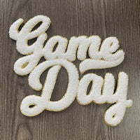 3Blues Designs |  3Blues Designs | LARGE White Game Day Chenille Iron-on Patch