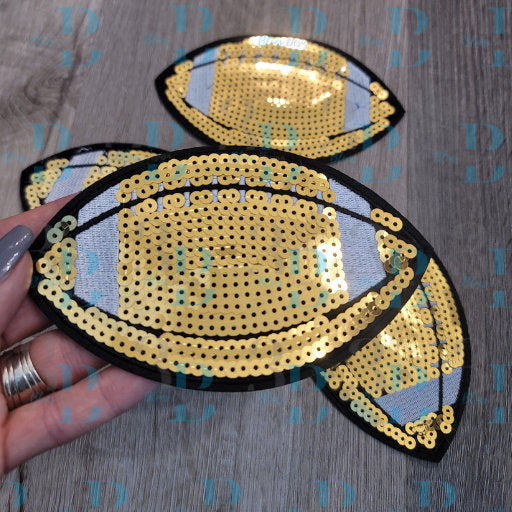 Hazel Blues® |  6" Gold Football Sequin Iron-on Patch