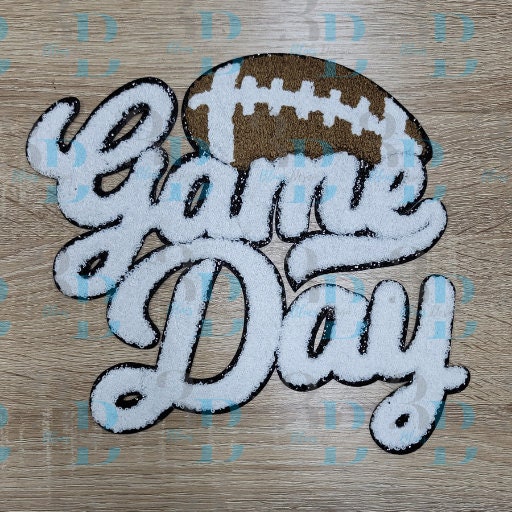 3Blues Designs |  3Blues Designs |  6 Colors | Game Day with Football Chenille Iron-on Patch