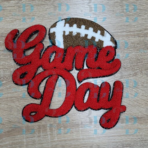 3Blues Designs |  3Blues Designs |  6 Colors | Game Day with Football Chenille Iron-on Patch