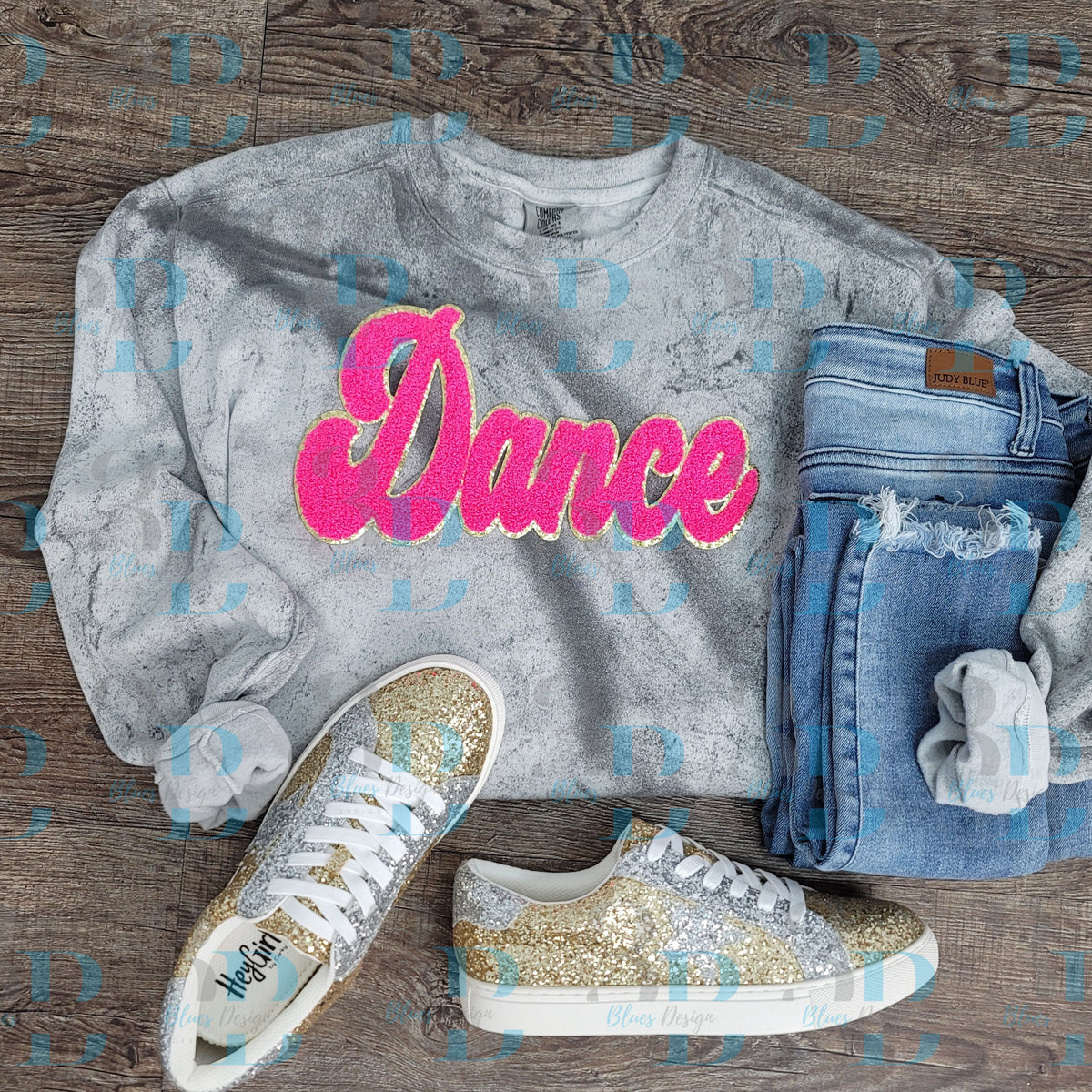 Hazel Blues® |  Dance Script Chenille Iron-On Patch